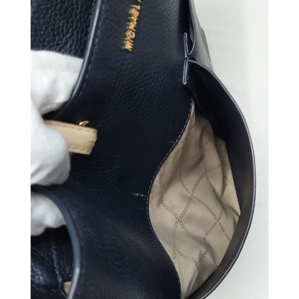 Michael Kors Bedford Midnight Blue Pebbled Leather Pocket Tote Bag - Picture 11 of 16